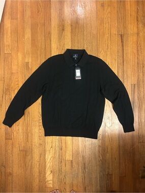 Ben Sherman Black Crewneck Sweater with Polo Collar